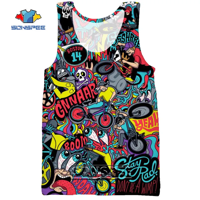 SONSPEE 3D Art Print Anime Graffiti Hipster Abstract Tank