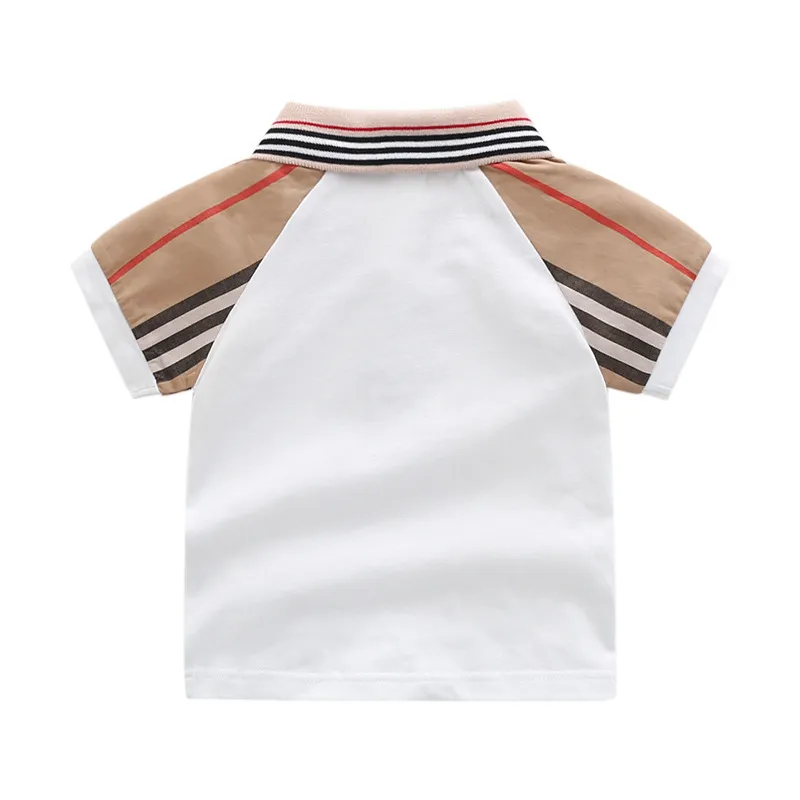 Yaz polo gömlek kızlar erkek pamuk nefes alabilen üstler kısa kollu yaka kıyafetleri dışarısı şerit gömlek okul üniforması 220607
