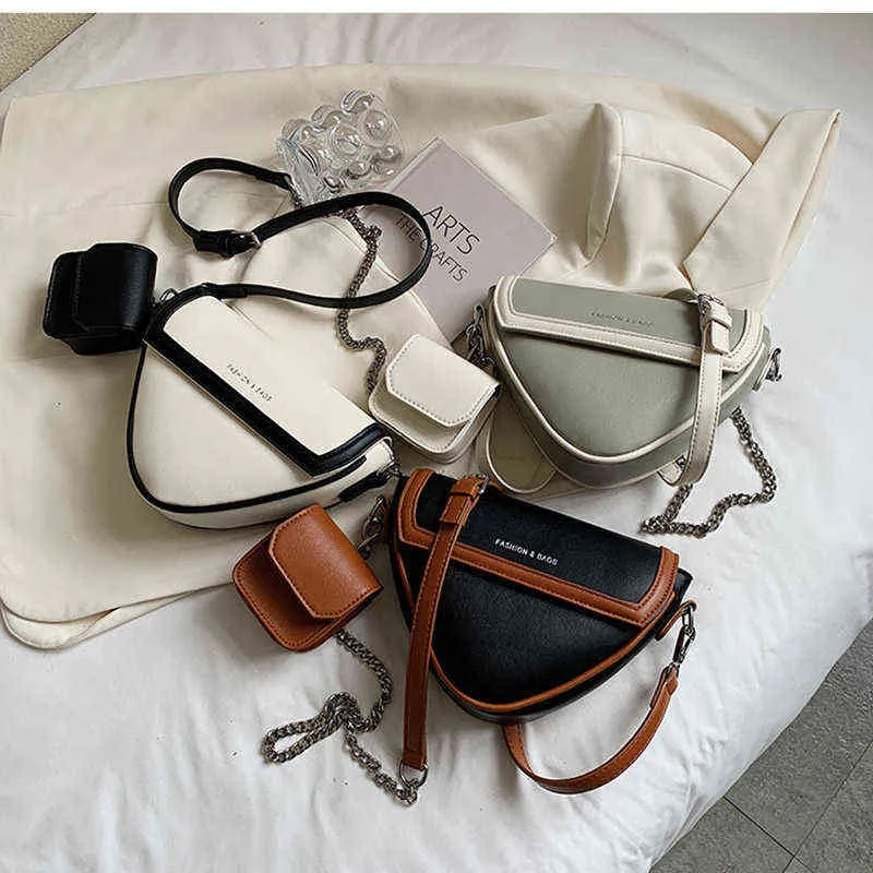 Projektowanie trójkąta skórzane małe torby krzyżowe dla kobiet marka luksusowa łańcuch torby na ramię designerskie torebki i torebki 2205624