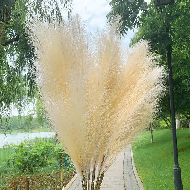 Faux Pampas Grass Large 12010085cm Bouquet di fiori Falso Artificiale Pampas Erba Decor Alto Soffici Steli Soggiorno Decor 220815