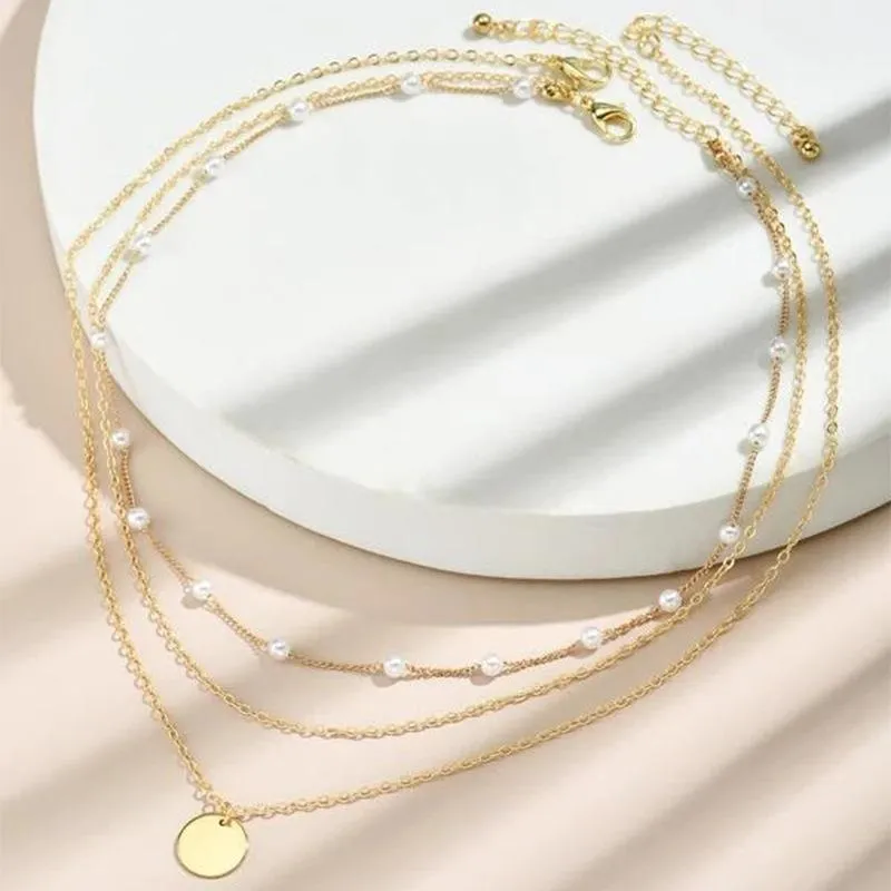 Naszyjniki wiszące mody kpop perel choker naszyjnik na podwójny łańcuch dla kobiet biżuteria giftpendant333l