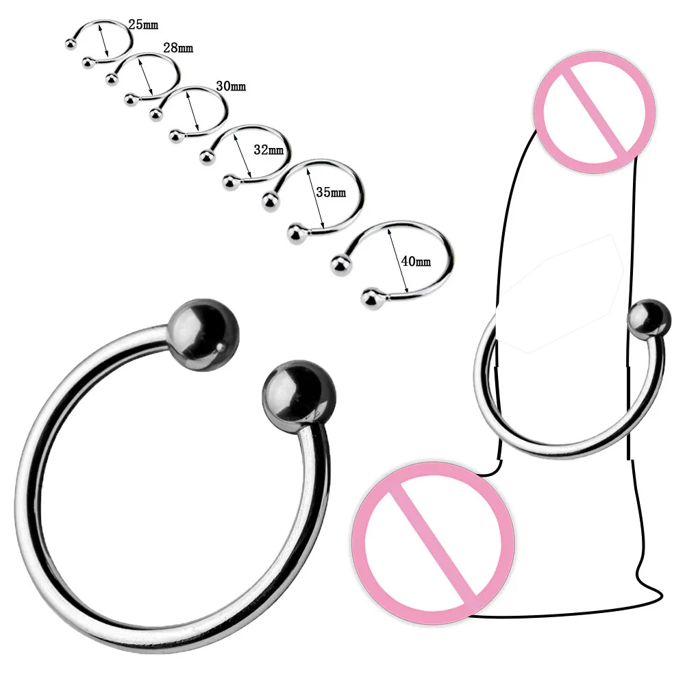 Anneau pénien en métal érection de pénis gland en acier inoxydable stimulant Cockrings retarder l'éjaculation jouets sexy pour hommes 6 tailles