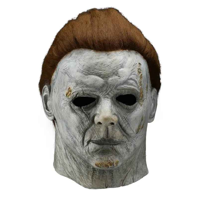 Horreur Michael Myers LED Halloween Tue Masque Cosplay Effrayant Tueur Plein Visage Latex Casque Parti Costume Prop 220816