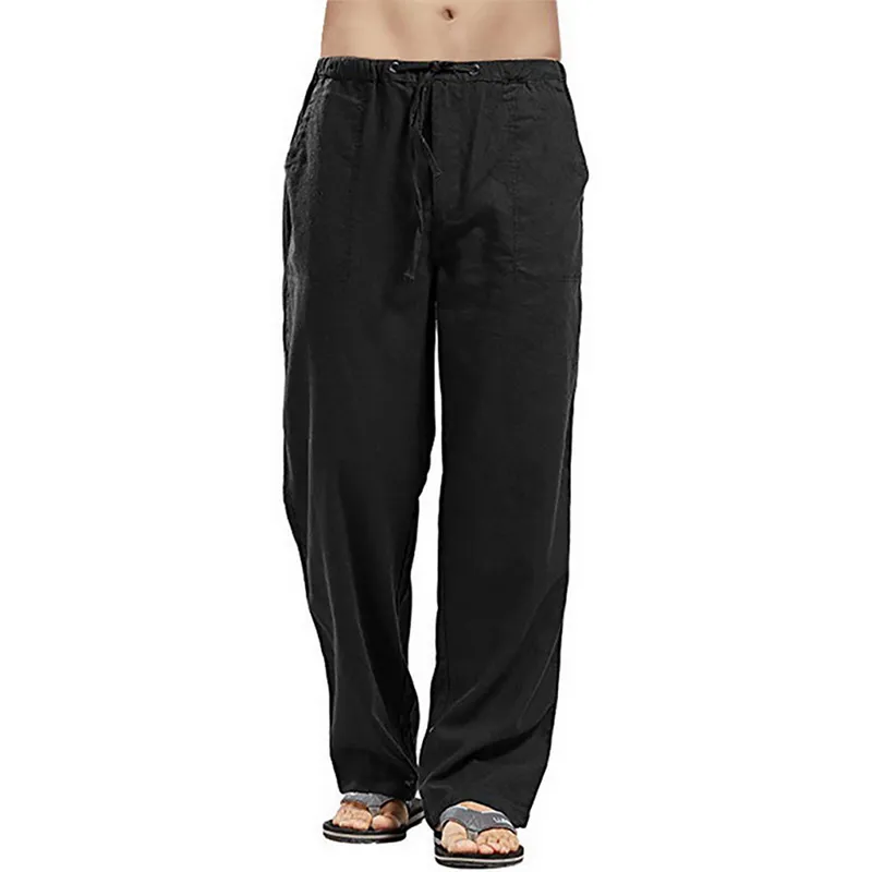Męskie spodnie męskie bawełniane lniane swobodne dla mężczyzn letnie ubranie solidne proste luźne streetwear ropa hombre w 220826