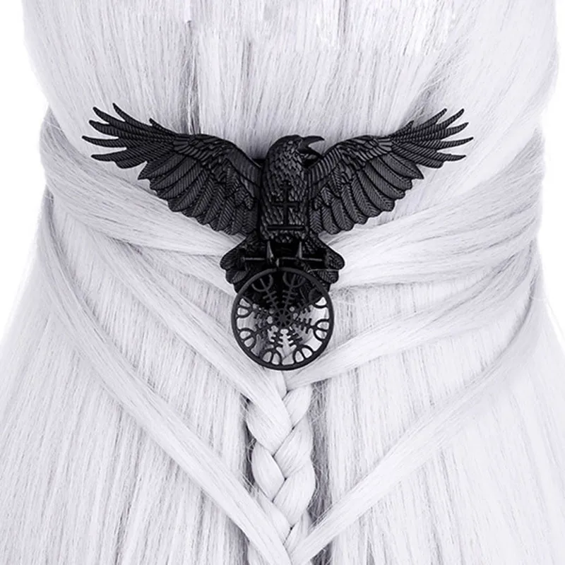 Unik Viking Black Overized Crow Hair Clip -tillbehör för kvinnor Vintage Goth Punk Raven Wing Hairpin Jewelry Haarschmuck 220726