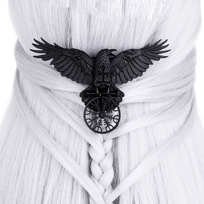 Unique Viking Black Oversized Crow Hair Clip Accessories For Women Vintage Goth Punk Raven Wing Hairpin Jewelry Haarschmuck 220726