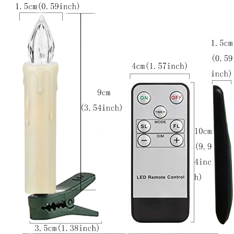 타이머 리모컨이있는 크리스마스 양초 조명 LED 전자 양초 배터리 전자용 캔들 가짜 캔들 홈 장식 220527