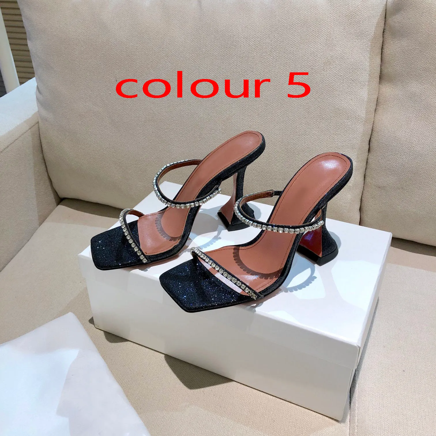 STRAND SANDALS SANDALEN SANDEN Designer schoen Slipper schoenen zomer mode dikke hakken dame sexy dance metal hak ballroom bar dames diamant