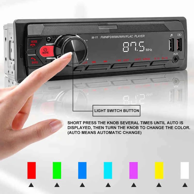 1 DIN Car Stereo M11 Single DIN Bluetooth AUX In Dash Head Unit FM Radio Digital Media Receiver H220422