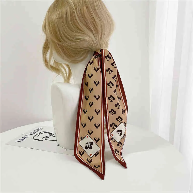 2022 Silk Skinny Scarf Women Long Ribbon pannband Print Floral Neck Hand Bag handduk Bandana Luxury Girl Hair Tie Foulard3989608