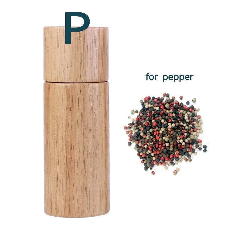 Wooden Salt and Pepper Grinder Set, Manual, 6" for Seasoning, Cooking, Serving, Dining - Gift Mom 0426