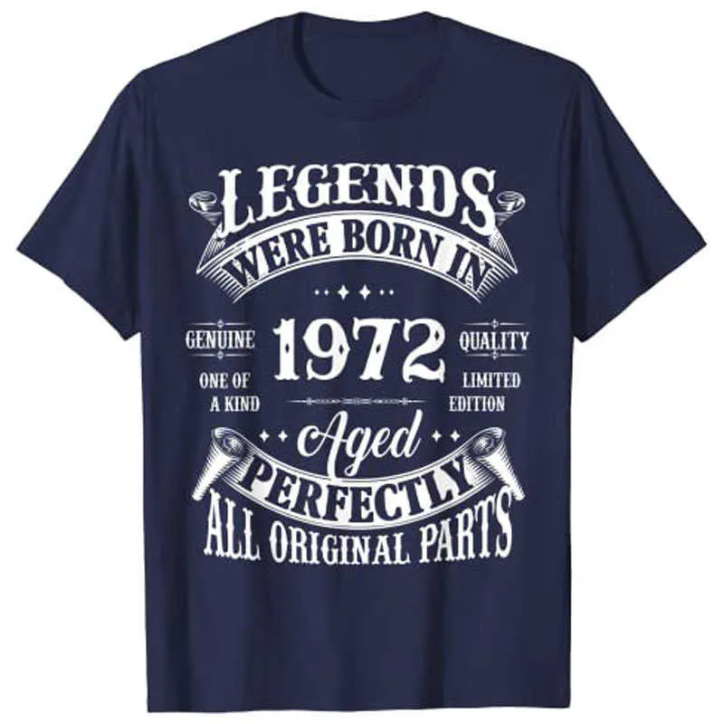 50º aniversário Tee lendas vintage nascidas em 1972 de 50 anos de idade t-shirt4wjj