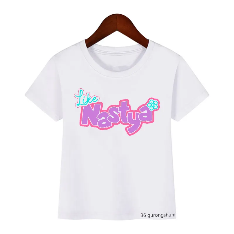 T-shirt ragazze Lovely Like Nastya Cartoon Print Kawaii Baby Tshirst Fashion Estetica Top a maniche corte bianche 220620