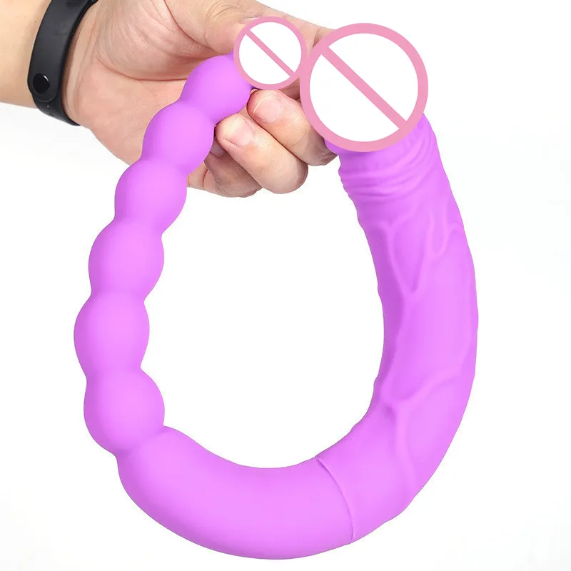 Long Soft Silica Gel Double Head Dildos Big Pull Bead Anal Plug Stimulating Prostate Lesbian Vaginal Dilator sexy Toys for Women