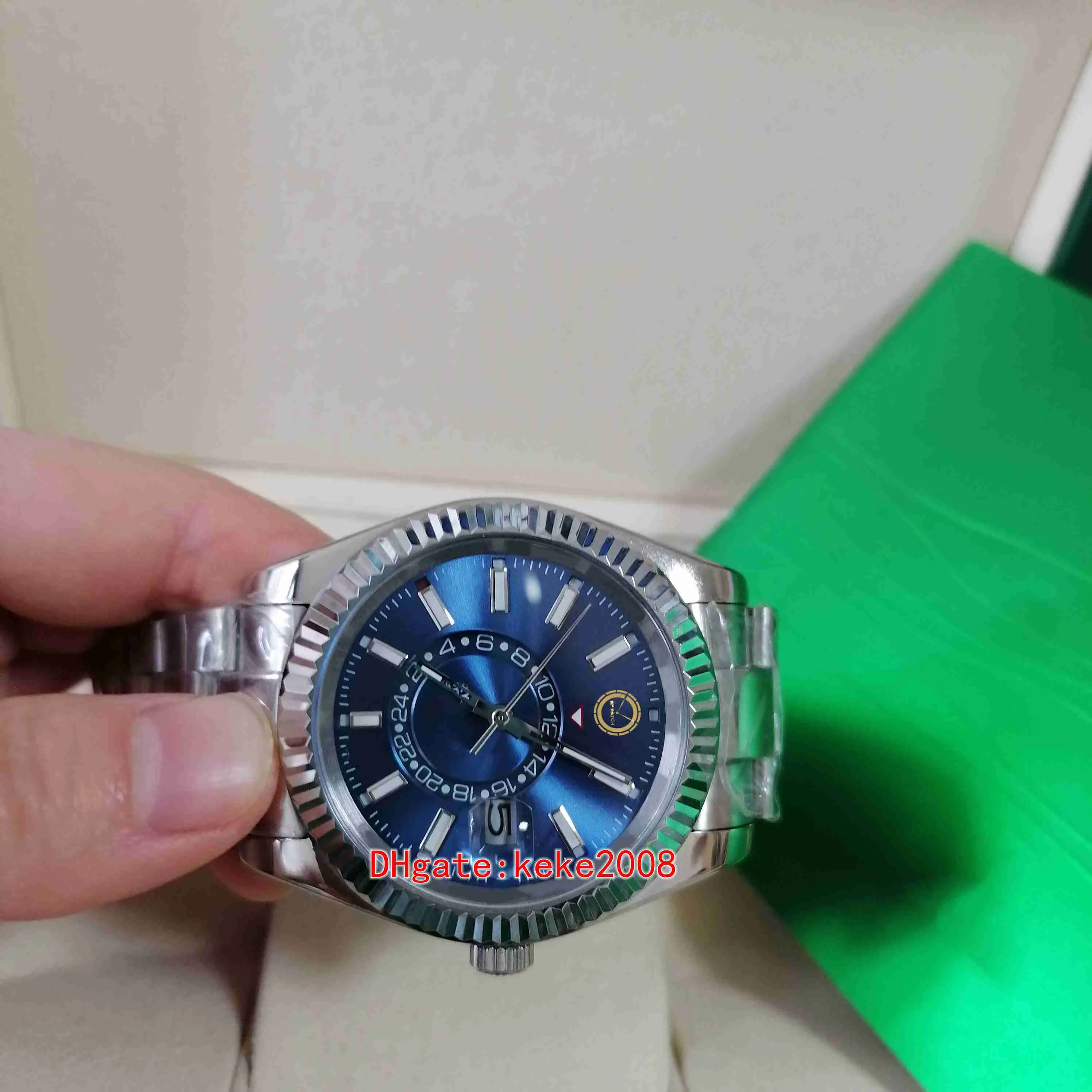 Uitstekende hoge kwaliteit herenhorloge Horloges 326934 42 mm roestvrij staal blauwe wijzerplaat Lichtgevende automatische mechanische heren Topselli186O