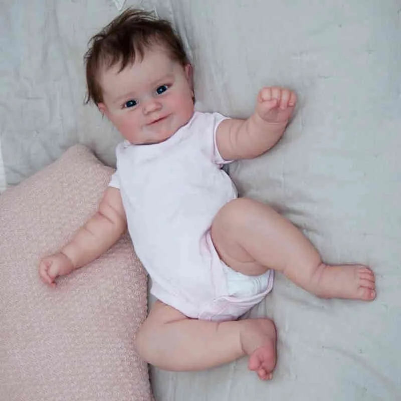 50 CM Reborn bébé poupée nouveau-né fille bébé réaliste réel doux au toucher Maddie avec des cheveux enracinés à la main de haute qualité poupée d'art faite à la main AA220325