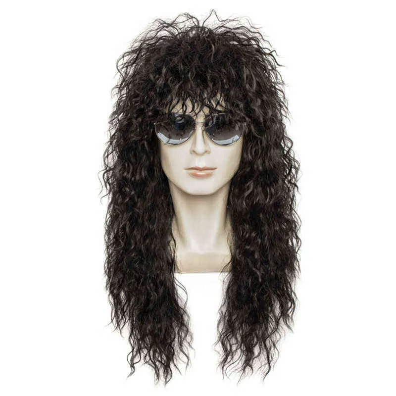 Gres peruca preta Long Long Curly Masculino Cosplay Synthetic S Puffy High Temperature Fiber for Men 220622