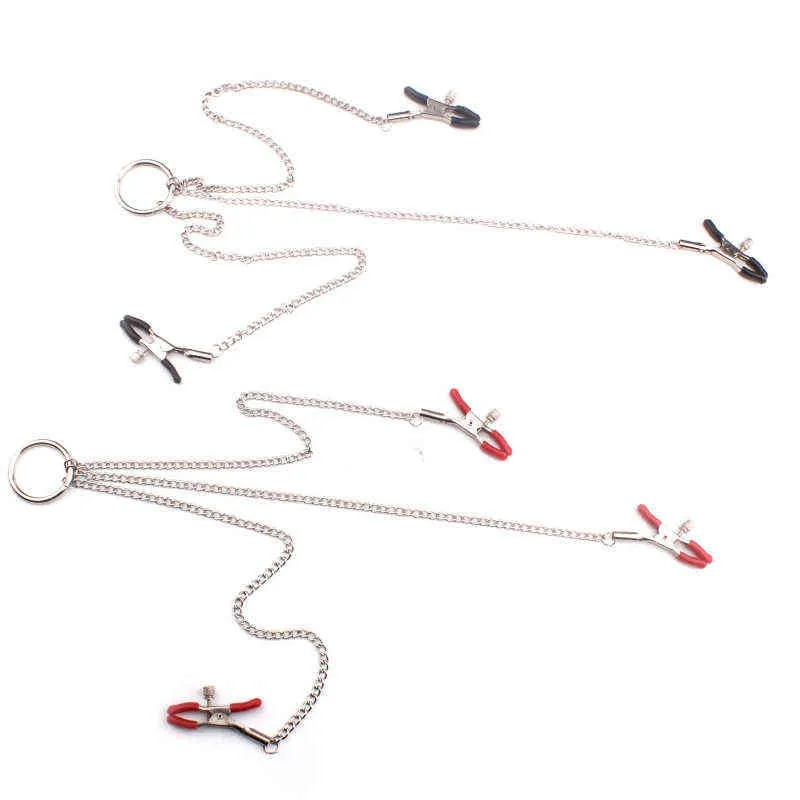 Nxy SM Bondage Samox Catena metallica in acciaio inossidabile Clip latte capezzoli Clip seno Morsetti schiavi sessuali Giocattoli Stile farfalla coppie 220423