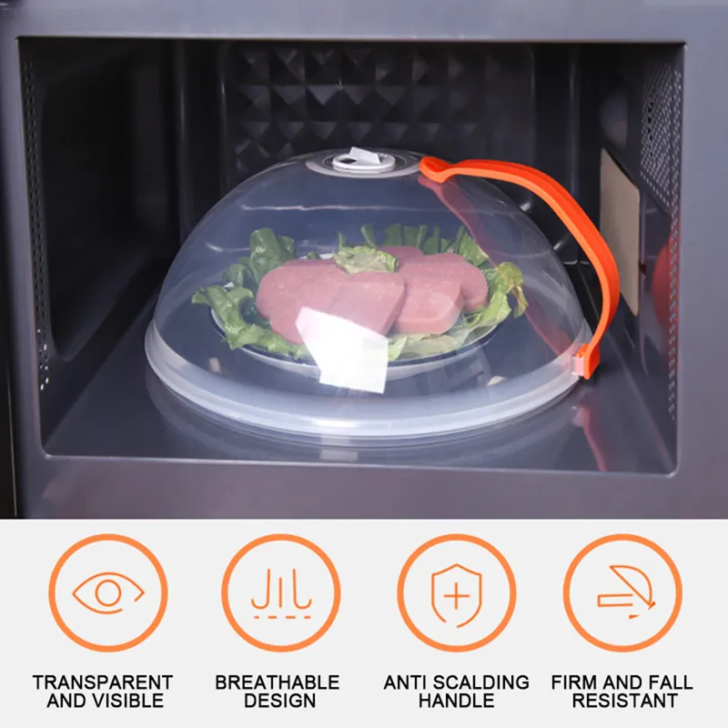 Chef'sMicrowave AntiSplash Plate Lid - Washable, Easy Use, Transparent Cap with Handle for Food Covering