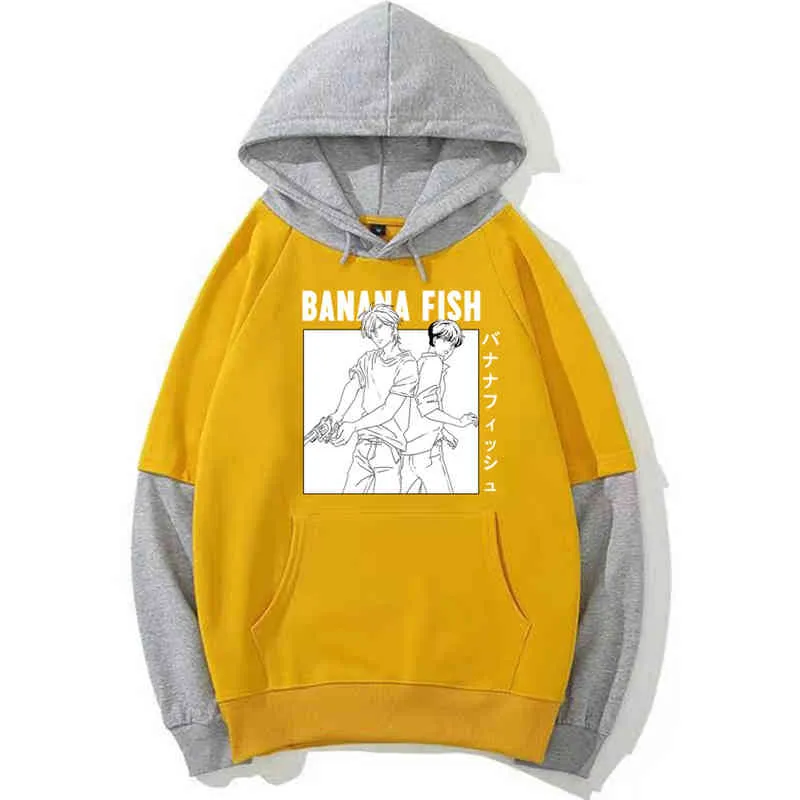 Anime Muz Balık Kül Lynx Baskılı Hoodie Harajuku Rahat Uzun Kollu Sudaderas Con Capucha