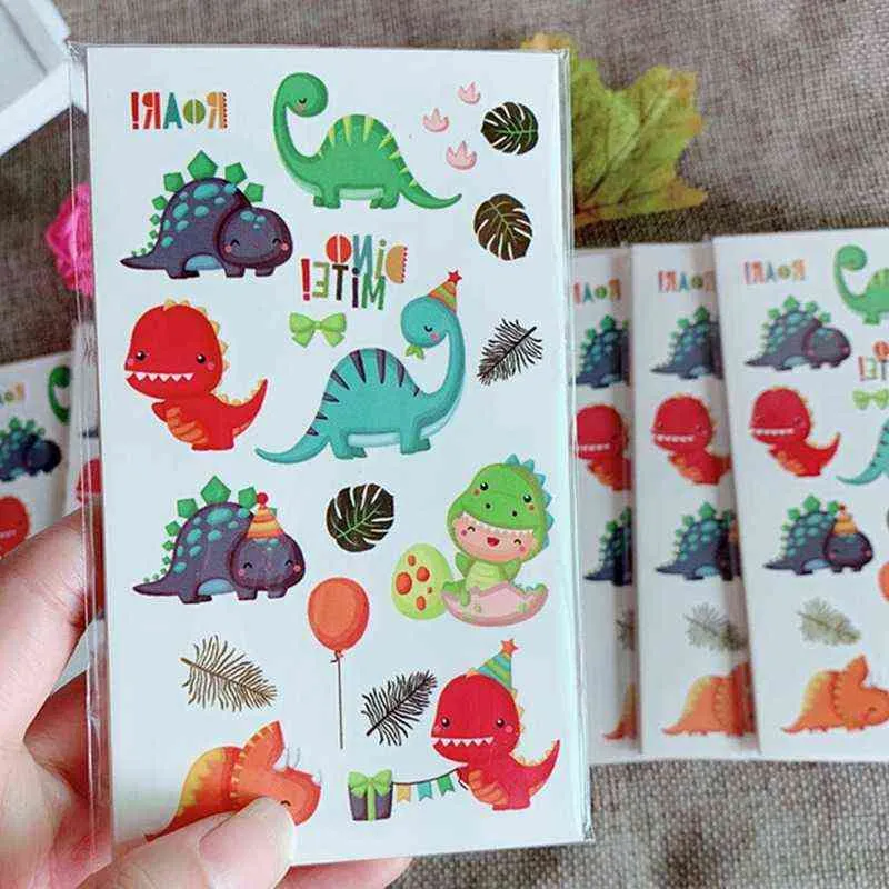 NXY Temporary Tattoo 10 Sheets Dinosaur Makeup Sticker Cute Fake Tatoo Flash Tatto Waterproof Small Body Art for Children 0330