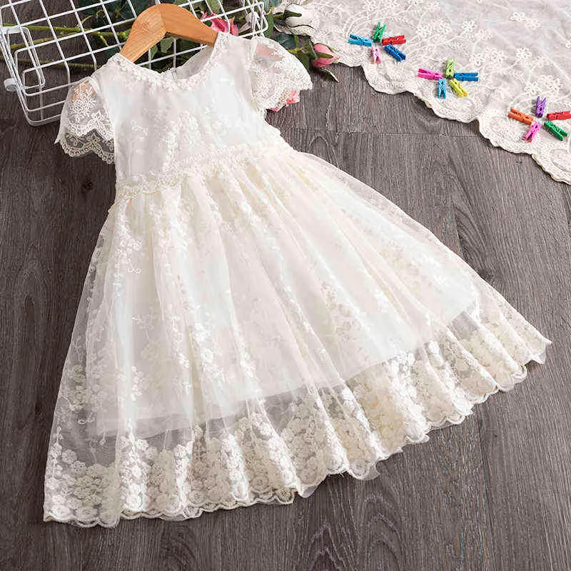 Blanc Dentelle Fille Robe D'été Tutu Bébé Fille Vêtements Décontractés Enfants Filles Robes Pour La Fête Et Le Mariage Princesse Enfants Vêtements Y220510