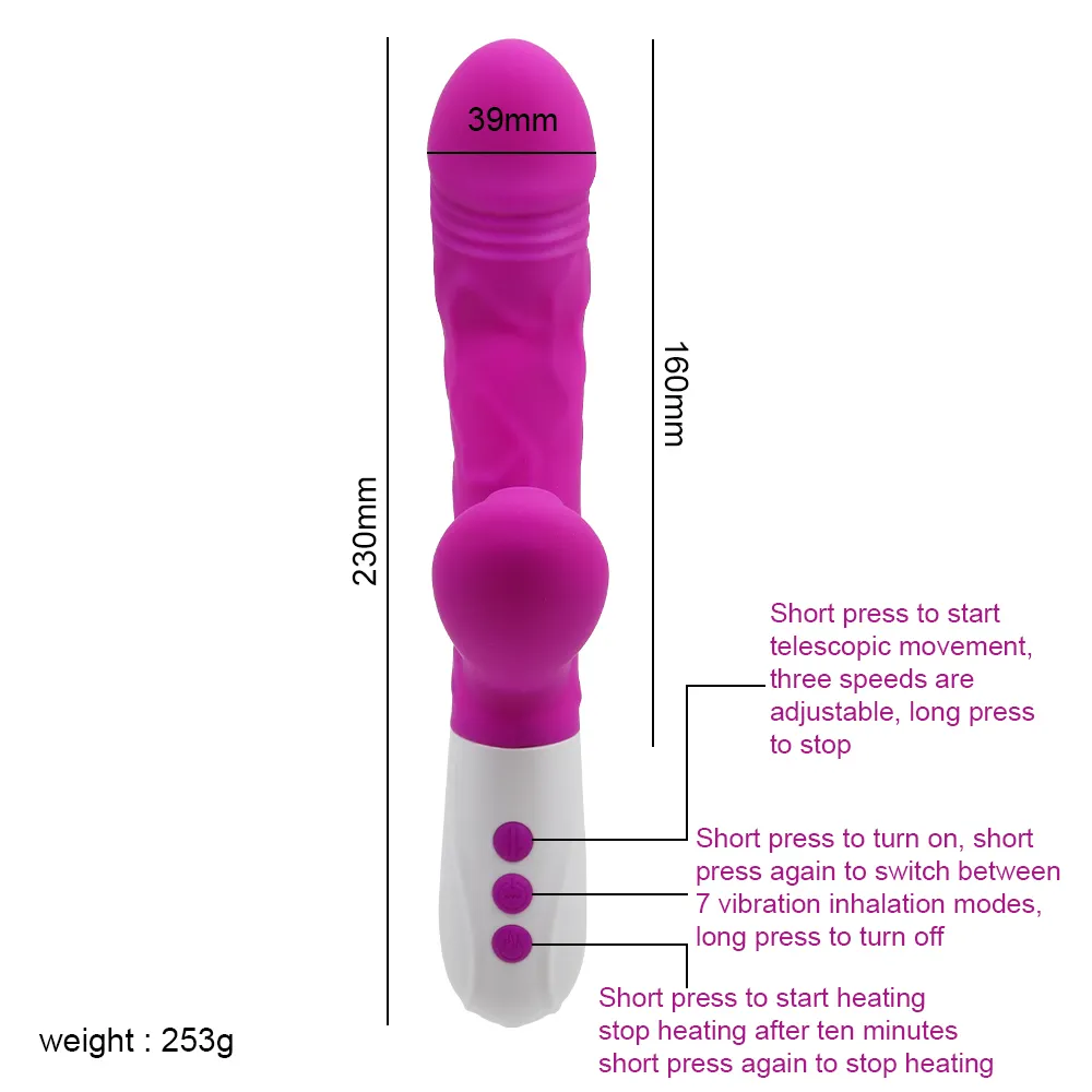 Sucking Thrusting Rabbit Vibrator For Women Clit Sucker Clitoris Stimulator Heating Stretch Dildo Vibrators Female Adult sexy Toy