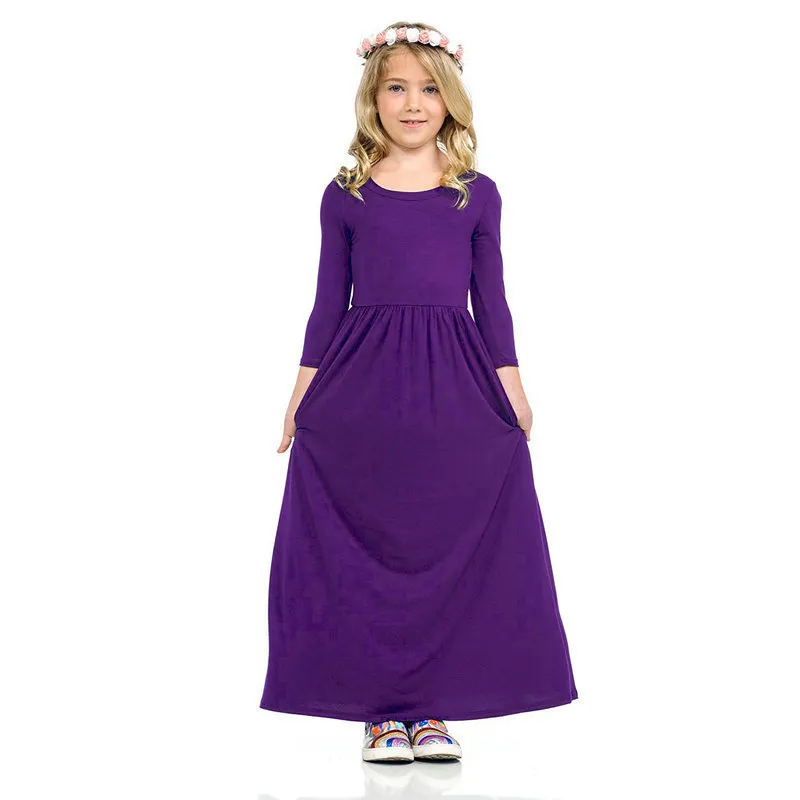 Casual Dresses Princess Beach Dress Bohemian Maxi for Girls Floral Kids Long Sleeve Clothes Outfits Party Clothing 220914