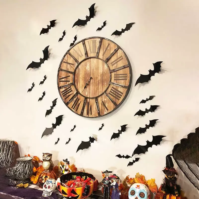 28 Stück DIY Halloween Party Supplies PVC 3D dekorative gruselige Fledermäuse Wandtattoo Fensteraufkleber Halloween Eve Dekor Home Dekoration