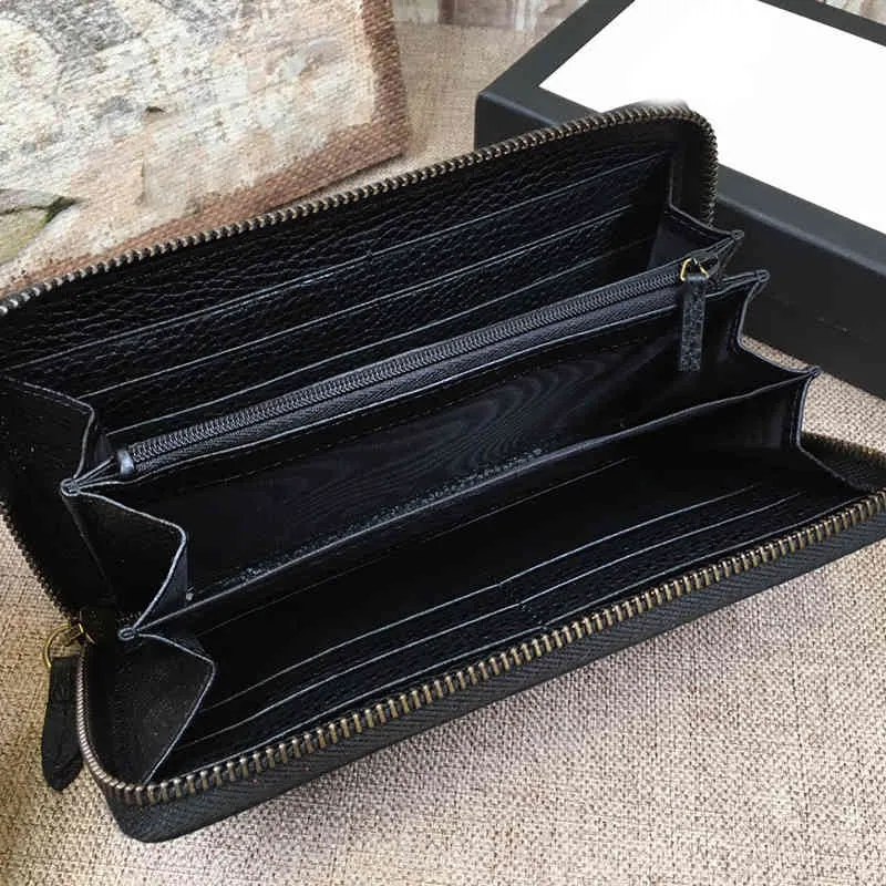 Högkvalitativ plånbok Unisex Leather Designer CFlying Saucer Print Lutch Luxury Long Zipper Pures Card Holder 220525