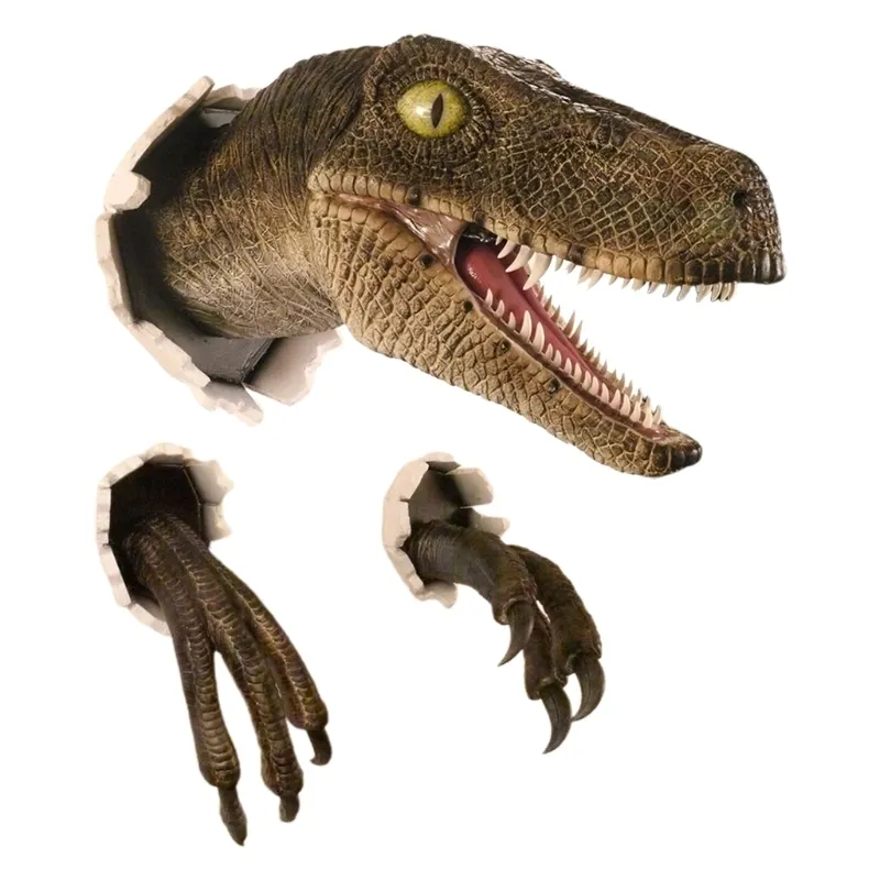 3D-Dinosaurier-Simulationsornamente, Velociraptor-Set, Kunstharz-Wandaufkleber, Atmosphäre, Dekoration, Requisiten, geeignet für Partymöbel 220613