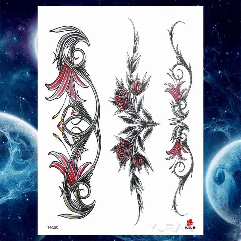 NXY Tijdelijke Tattoo Meisjes Armband Chains Rose Stickers Butterfly Body Arm Totem Pols Sexy Zwart Nep Tatoos 0330