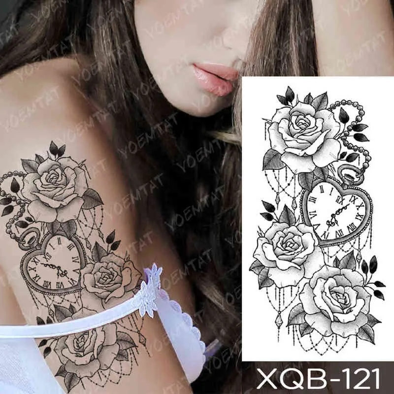 NXY tatouage temporaire autocollant étanche lune mer sirène Flash s fleurs crâne Mandala corps Art bras faux Tatoo femmes hommes 0330