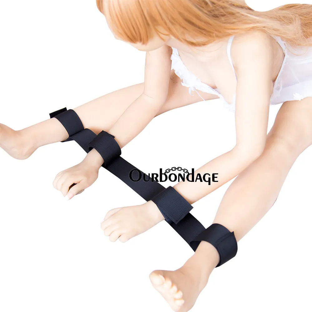 Ourbondage Black Nylon Strap Hand Ankle Cuffs For Legs Open Harness Bondage Restraints Adult Fetish sexy Toy Beginner Binder