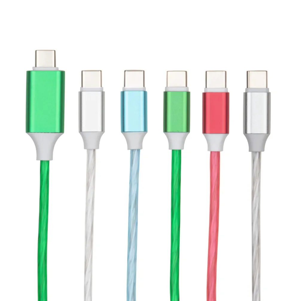 LED Light USB Type C To USB-C Cable PD Fast Charging USBC Data Cables For Huawei Xiaomi Samsung Type-C Wire Cord