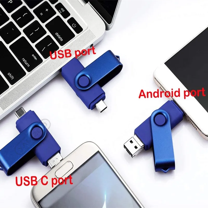 For Android OTG 3 in 1 USB Flash Drives Type-C & Micro 512GB 256GB 128GB 64GB 32GB 16GB Pendrives Pen Drive Cle For Phone