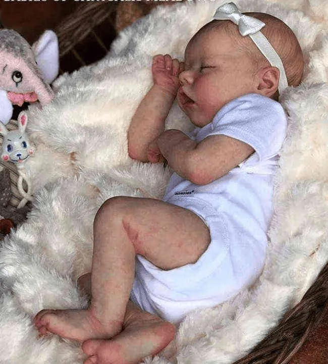 RSG Bebe Reborn Colls 17 дюймов жизни в жизни новорожденных спящий ребенок реалистичный двойник виниловый кузов LOL закончил рождественский подарок куклы AA220325285W