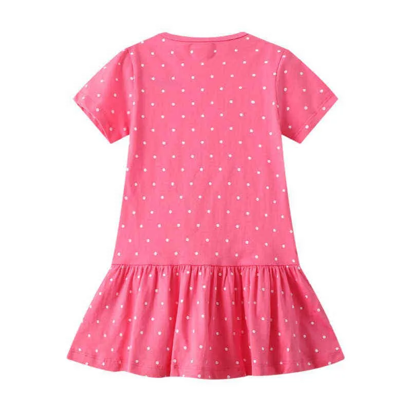 Jumping Meters Sommer Prinzessin Mädchen Kleider Tiere Flamingo Print Baumwolle Kurzarm Kinder Kleider Kinder Kostüm G220518