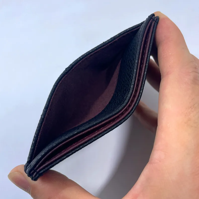 Hauteur d'identité de carte de crédit en cuir authentique de haute qualité Mini Bank Card Card Black Slim Wallet Femmes Coin Pocket Sell Limited Q208C