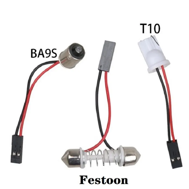 New T10 BA9S Festoon 3 Adapters 6/9/12/15/18/24/30/48 SMD 5050 Led White Light 12V LED Reading Panel Car interior Dome light