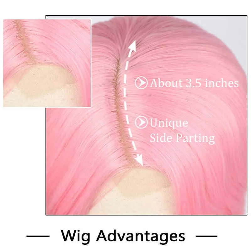 Monixi Synthetic Cosplay Pink Wig Long Wavy Wigs for Women Black Orange Blonde Heat Resistant Party Hair 220622