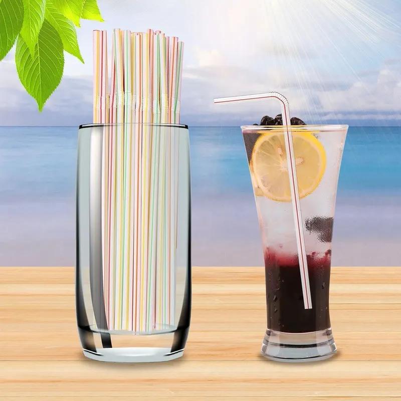 canudos plásticos para bebidas de barras de bar de barra de barra de rietjes flexível coquetel colorido de palha dispensável colorido 224107331
