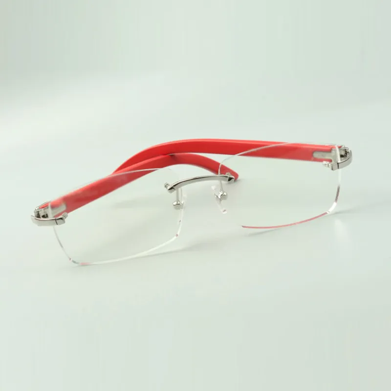 Monture de lunettes unie 3524012 avec pieds en bois rouge et verres 56 mm pour unisexe272t