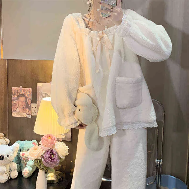 Winter Warm Pajama مجموعات النساء الأميرة Ins ملابس منزلية عارض