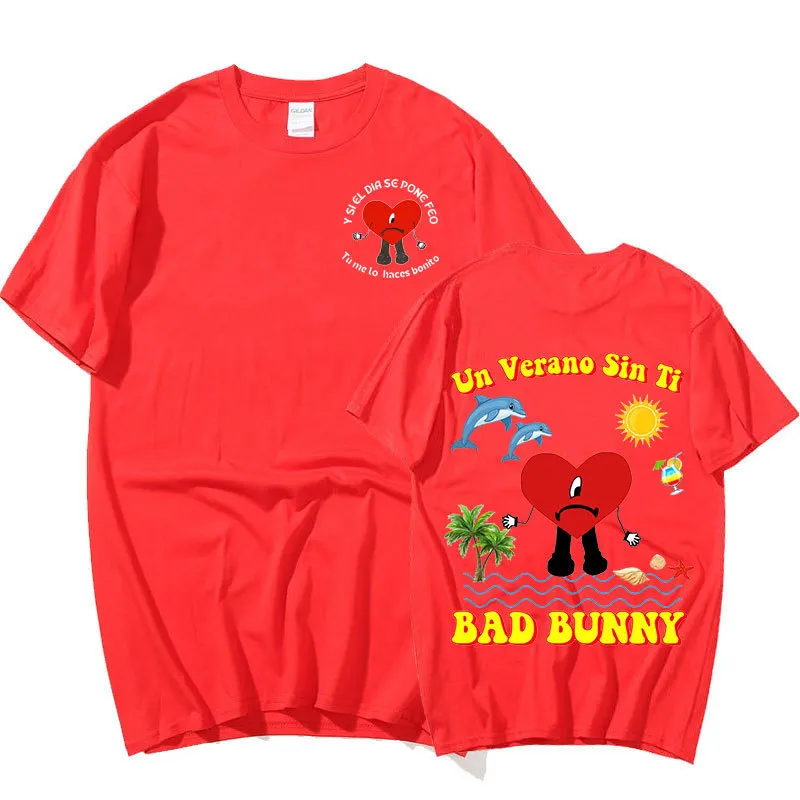 Şarkıcı Bad Bunny Un Verano Sin Ti Müzik Albümü Çifte Targed Baskı Grafikleri T Shirt Unisex Hip Hop Tişörtleri Büyük Boy Sokak Giyim 2202801574