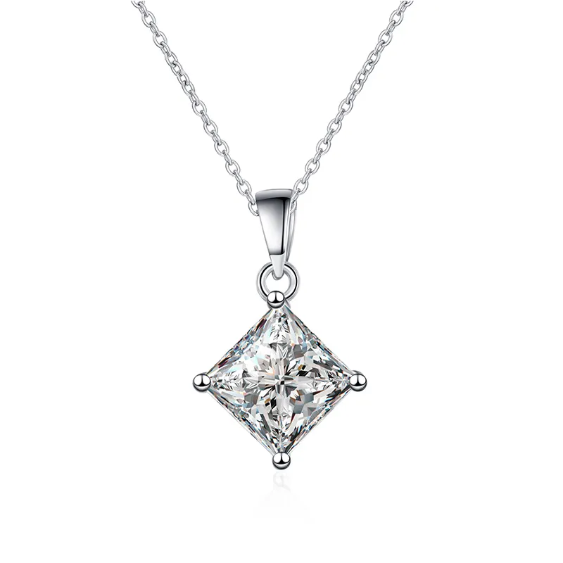 Ceried Princess Cut Halskette 2CT Lab Created Diamond Anhänger Halskette Massives S925 Silber Hochzeitsschmuck 2208132455740