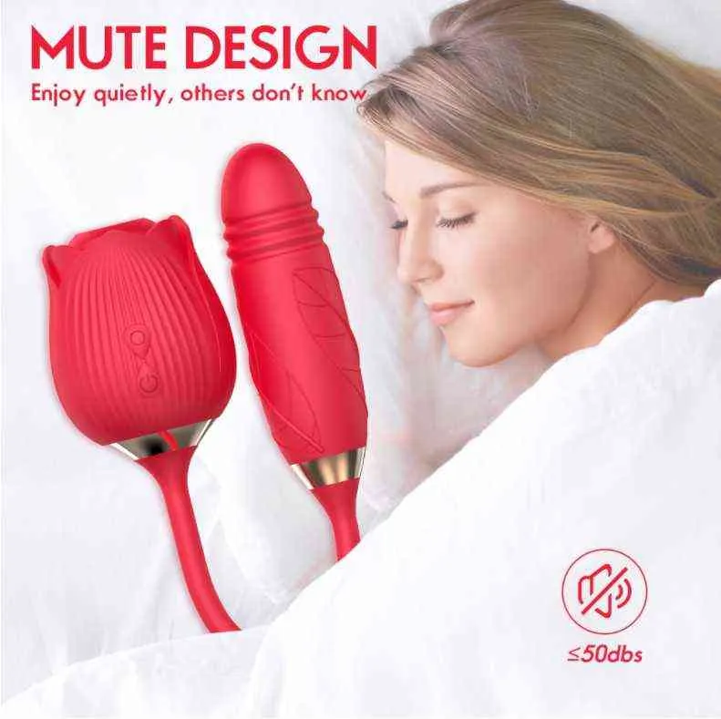 NXY Vibratoren Großhandel 2 in 1 Klitoris Saugen und Teleskop Vibration Erwachsene Spielzeug Frauen Sexspielzeug Rose Vibrator 0411