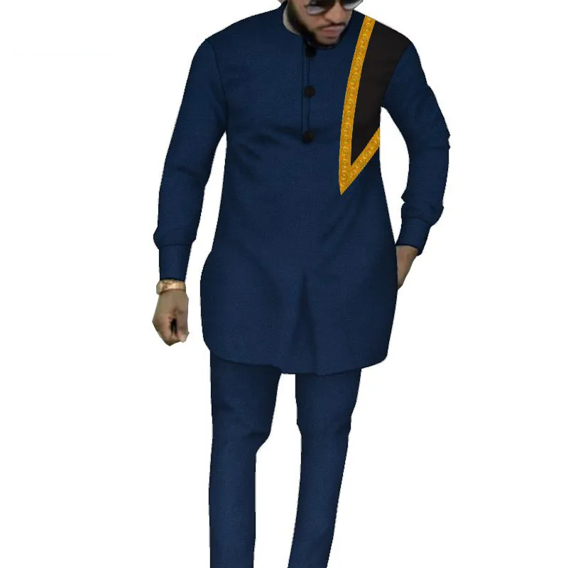 BintaRealWax personnalisé hommes costumes africains hommes vêtements traditionnels ensemble Dashiki Ankara pantalon manteau 2 pièces ensemble à manches longues grande taille survêtement tenues WYN1317