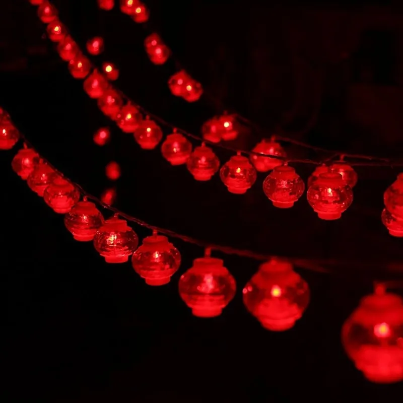 التقليدية الصينية الصينية الحمراء الفانوس LED سلسلة الضوء بطارية عيد الميلاد تشغيل الحفلات مستلزمات الأضواء الصينية ديكور 220527