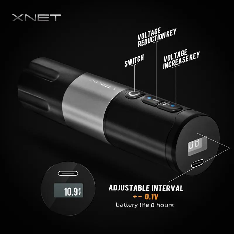 Xnet Elite Wireless Tattoo Pen Machine Мощная мощность DC Motor Fast Зарядка 2000 мАч литийная батарея для корпуса художника 220624